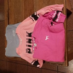 Victoria's secret pink 2 sweatshirts and a shirt All size large.